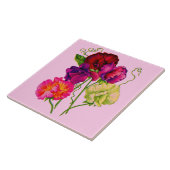 Carreau fleurs de pois doux en violet et rose (Côté)