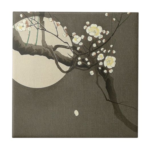 Carreau Fleurs de prune la nuit par le cru d'Ohara Koson (Devant)