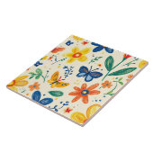 Carreau Fleurs de rayonne et papillon (Côté)