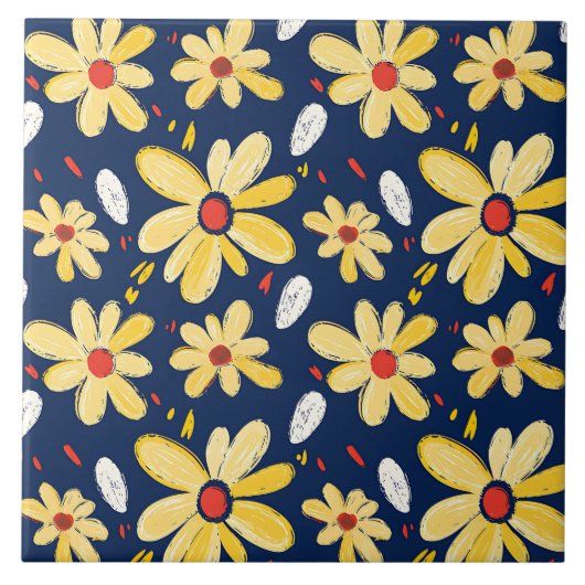 Carreau Fleurs de rayonne et papillon (Devant)