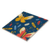Carreau Fleurs de rayonne et papillon (Côté)
