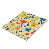 Carreau Fleurs de rayonne et papillon (Côté)