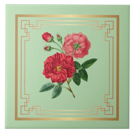 Carreau Fleurs de rose rouge (Devant)