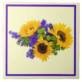 Carreau Fleurs de soleil et Statice bleue (Devant)