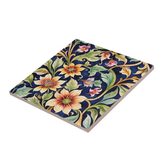 Carreau Fleurs de style islamiste doré (Côté)