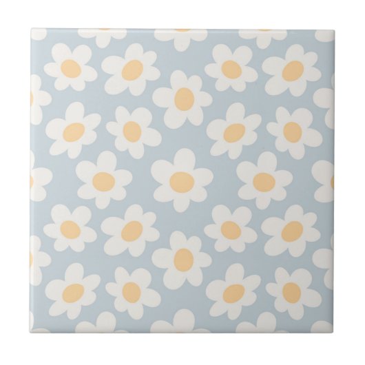 Carreau Fleurs de style rétro sur arrière - plan bleu (Devant)