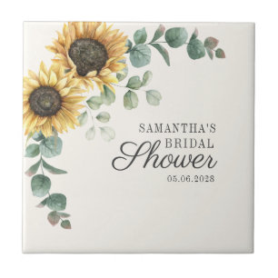 Carreau Fleurs de tournesol et d'eucalyptus pour la douche