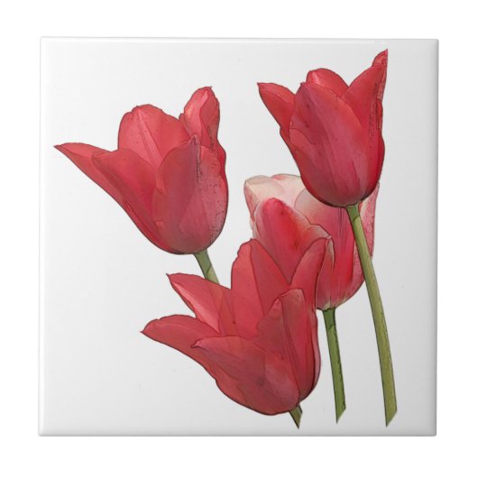 Carreau Fleurs de tulipes rouges (Devant)
