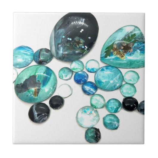 Carreau Fleurs de verre de mer et bling (Devant)