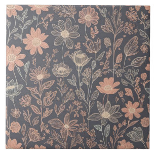 Carreau Fleurs dessinées à trait de trait d'illustration