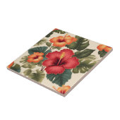 Carreau Fleurs d'Hibiscus Tropiques Rétro (Côté)