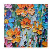 Carreau Fleurs d'huile à l'impasto dans un Motif coloré (Devant)