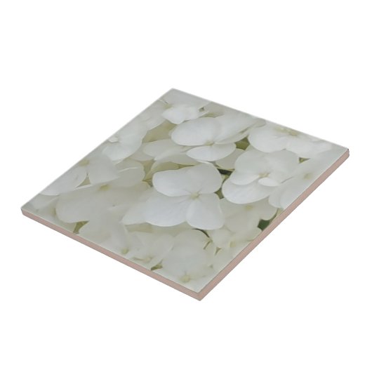 Carreau Fleurs d'Hydrangée Floral Blanc Élégant Fleur (Côté)