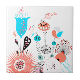 Carreau Fleurs d'Imaginaire et Birdie