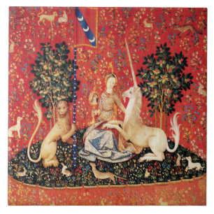 CARREAU FLEURS D'IMAGINAIRES UNICORNES ET MÉDIÉVAUX, MOTIF
