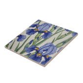 Carreau Fleurs d'Iris Bleu (Côté)