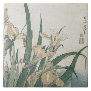 Carreau Fleurs d'iris et sauterelle, c.1830-31