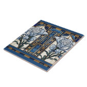 Carreau Fleurs d'oeillets Art déco Art Nouveau Bleu Floral (Côté)