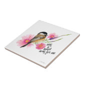 Carreau Fleurs d'Oiseaux de Chickadee Aquarelle Ressort di (Côté)