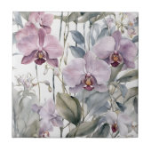 Carreau Fleurs d'orchidées pastel rose et violet de lavand (Devant)