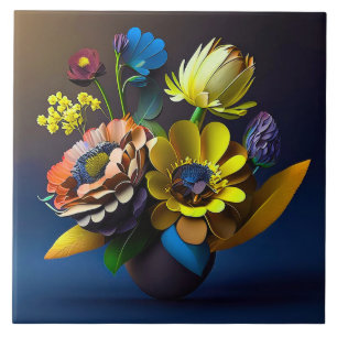 Carreau fleurs en papier 3d