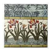 Carreau Fleurs en verre tendu avec bordure en tan (Devant)