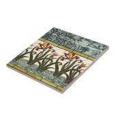 Carreau Fleurs en verre tendu avec bordure en tan (Côté)