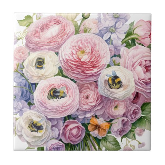 CARREAU FLEURS ET ABEILLES (Devant)