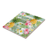 Carreau Fleurs et ananas tropicaux sur les rayures (Côté)