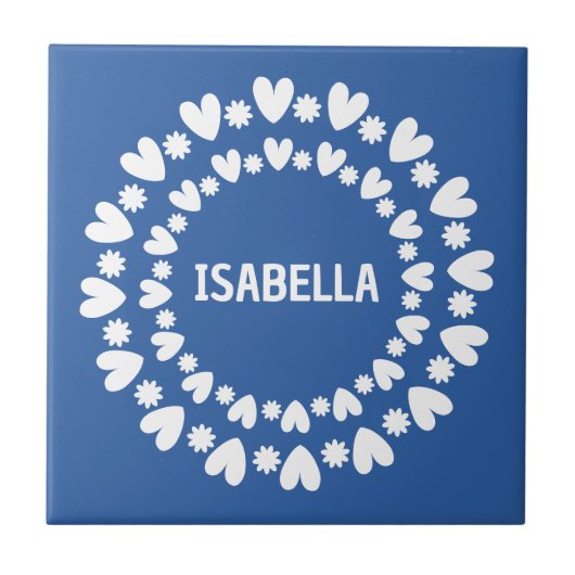 Carreau Fleurs Et Coeurs Nom (Devant)