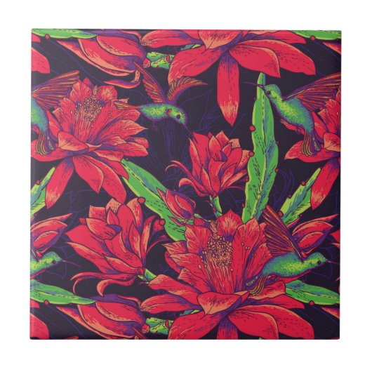 Carreau Fleurs et colibris (Devant)