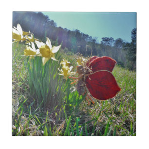 Carreau Fleurs et fleurs jaunes
