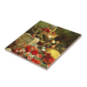 Carreau Fleurs et fruits dans un jardin, Eugene Boudin art (Côté)