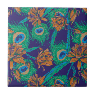 Carreau Fleurs et plumes