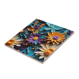 Carreau Fleurs éternelles : Artwork de papier floral moulé
