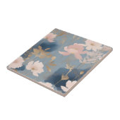 Carreau Fleurs éthérées bouchées rose et bleu (Côté)