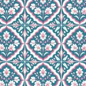 Carreau Fleurs florales à la menthe Turquoise, rose et bla