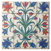 Carreau Fleurs Florales carrés Bleues Et Oranges (Devant)