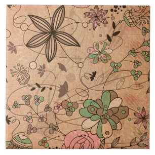 Carreau Fleurs florales colorées de Bohème de Boho rétros