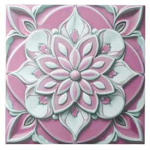 Carreau Fleurs florales de relief rose et blanc