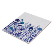 Carreau Fleurs florales Fleurs sauvages modernes bleu fonc (Côté)