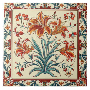 Carreau Fleurs florales orange