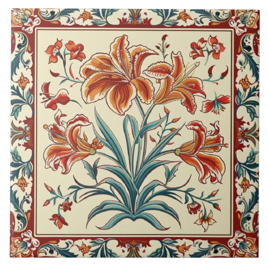 Carreau Fleurs florales orange (Devant)