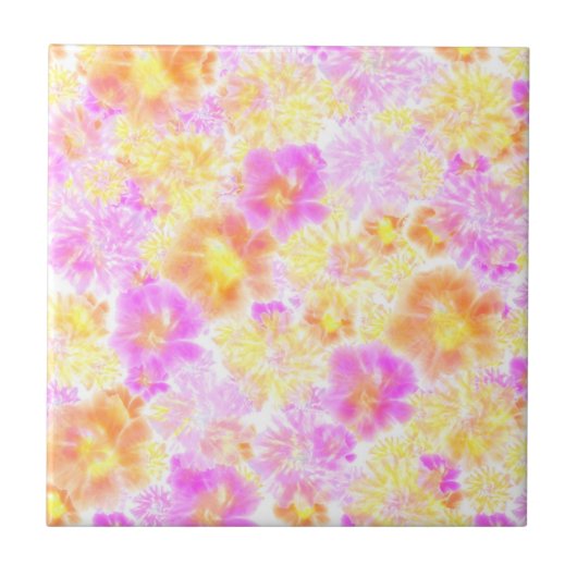 Carreau Fleurs florales Shibori Motif de teinture fleurie (Devant)