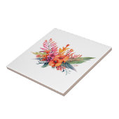 Carreau Fleurs florales tropicales rose rose rose jaune or (Côté)