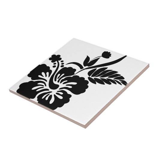 Carreau Fleurs hawaïennes noires et blanches (Côté)