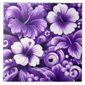Carreau Fleurs hawaïennes tropicales Hibiscus Motif violet (Devant)