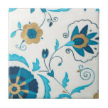 Carreau Fleurs Indigo dorées avec Arrière - plan blanc<br><div class="desc">Une Erica J. Vess originale,  dorée fleurs d'indigo reposent sur un arrière - plan blanc. Un tableau simple et subtil que tout le monde aimerait recevoir en cadeau!</div>