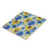 Carreau Fleurs jaunes bleues (Côté)