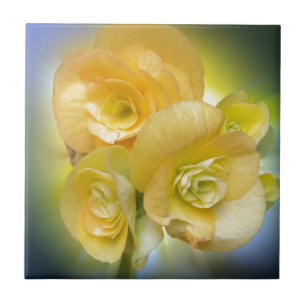 Carreau fleurs jaunes brillant